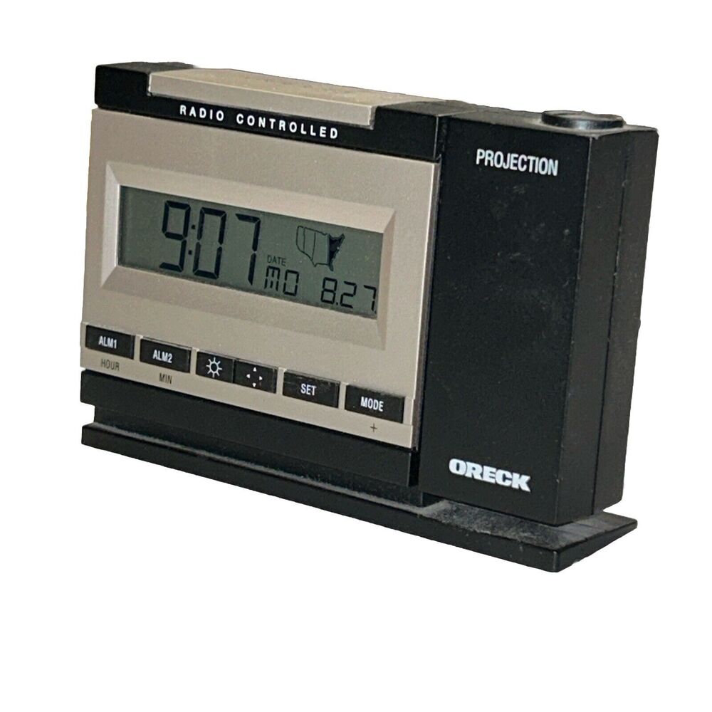 ORECK Radio Controlled Projection Alarm Clock Atomic Time Temp LACROSS WT-5720